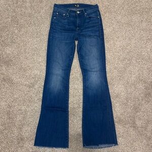 MOTHER ‘The Weekender Squeeze It’ Dark Wash High Rise Flare Jeans